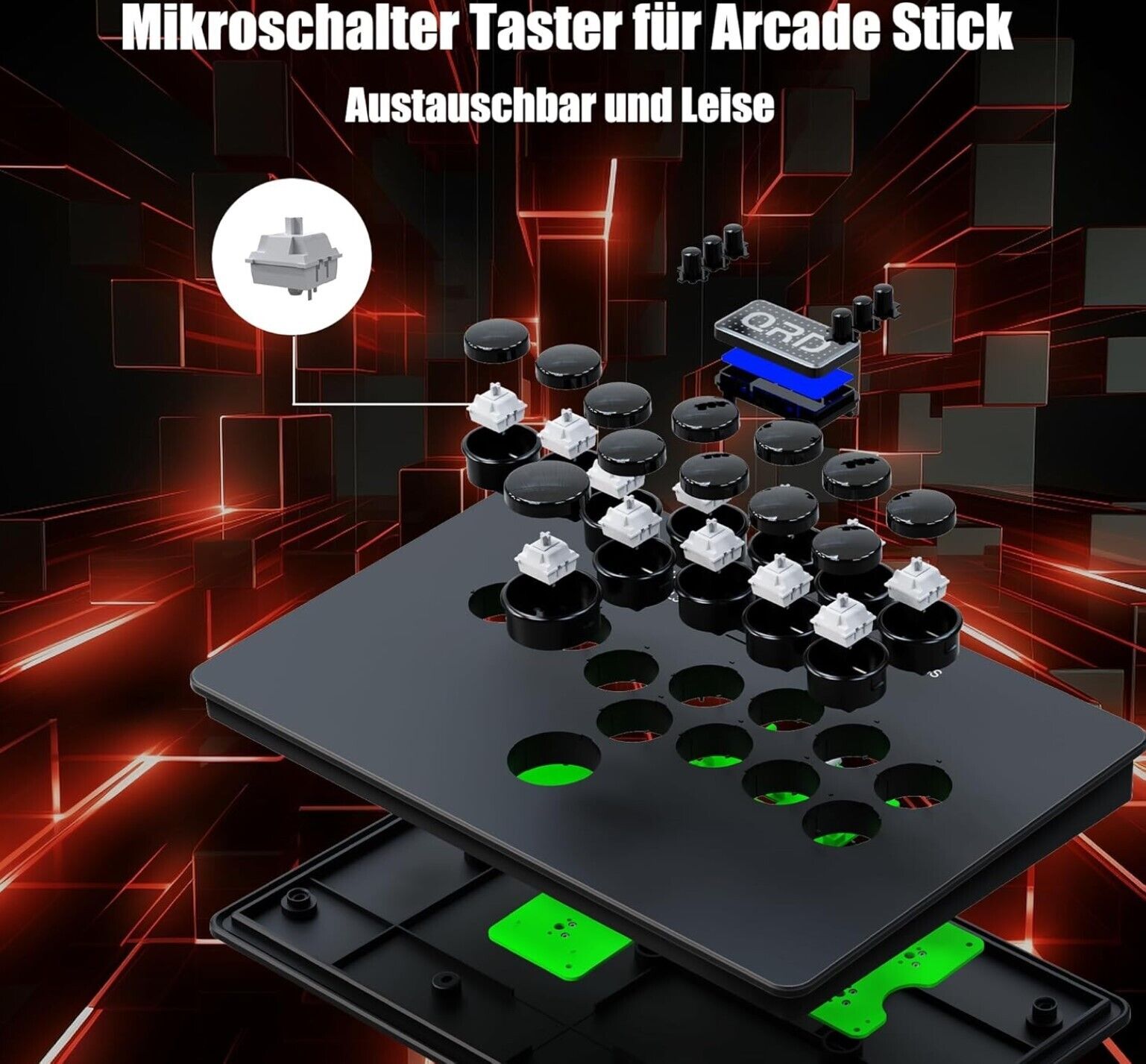 QRD S3 Kabellos Arcade Stick für Nintendo Switch PS4 PS3 Xbox 360 PC Mac Android