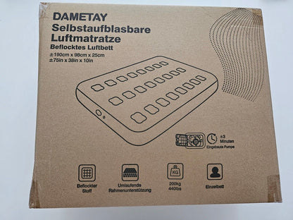 98 x 190 cm Luftbett 1 Person, Kein Stecker benötigt, Dametay Selbstaufblasend