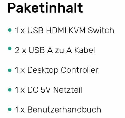HDMI KVM Switch 1 Monitor 2 Computer, 4K@60Hz USB 3.0 KVM Umschalter mit 4 USB P
