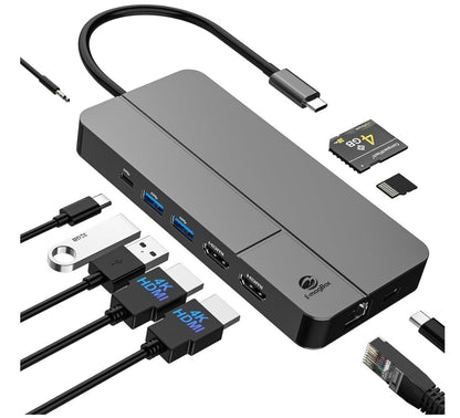 Mac USB C Docking Station Dual Monitor for MacOS and Windows Laptops,10 in 1 Lap