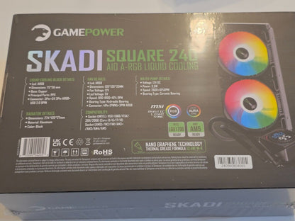 Skadi Square Wasserkühlung, 240mm AIO, Flüssigkeitskühler, 2x ARGB PWM Lüfter, K