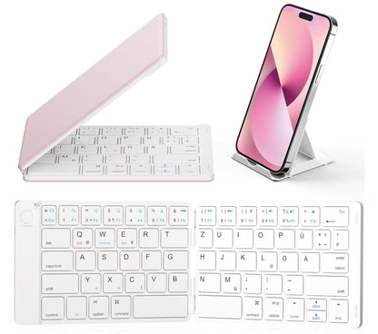 Faltbare Bluetooth Tastatur - Tragbare Drahtlose Tastatur mit Standhalter, Ultra