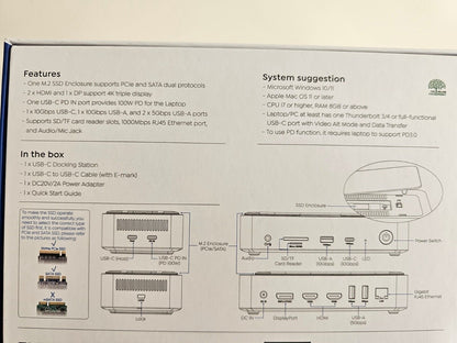 WAVLINK USB C Docking 3 Monitore, Laptop 5Gbps M.2 PC PCIe/SATA SSD-Gehäuse