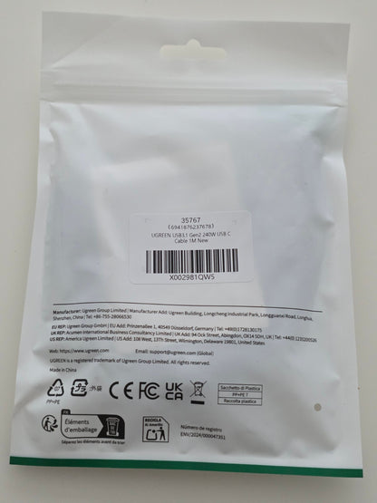 USB-C Kabel 240W 1m 10Gbps 4K@60Hz PD 3.1 für iPhone 16/MacBook