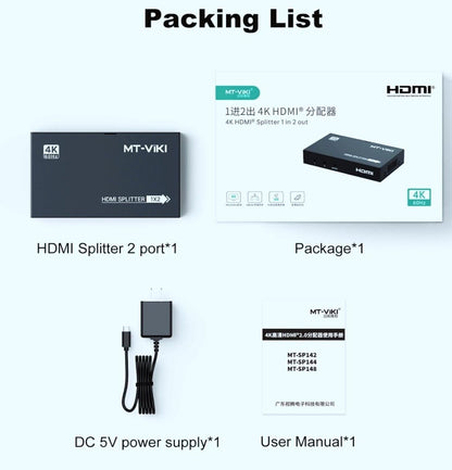 MT-VIKI 4K60Hz HDMI Splitter 1 in 2 Out Gleichzeitig