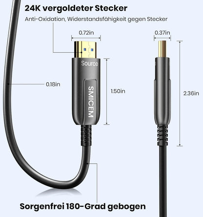 8K HDMI 2.1 Glasfaserkabel 3M 48Gbps 4K@120Hz eARC HDR