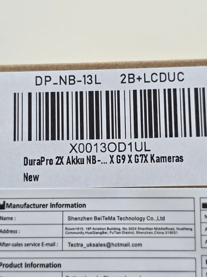 2X NB-13L Akku + LCD USB Ladegerät für Canon G7X G9X