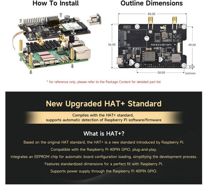 PCIe zu M.2 E Key Adapter mit PoE für Raspberry Pi 5