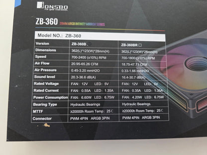 ZB360 360mm Lüftereinheit – Starke Kühlung, brillante Beleuchtung!