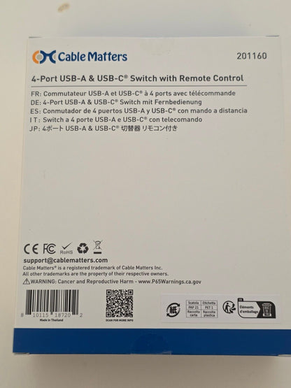 10Gbps 4-Port USB/USB-C Switch mit Fernbedienung