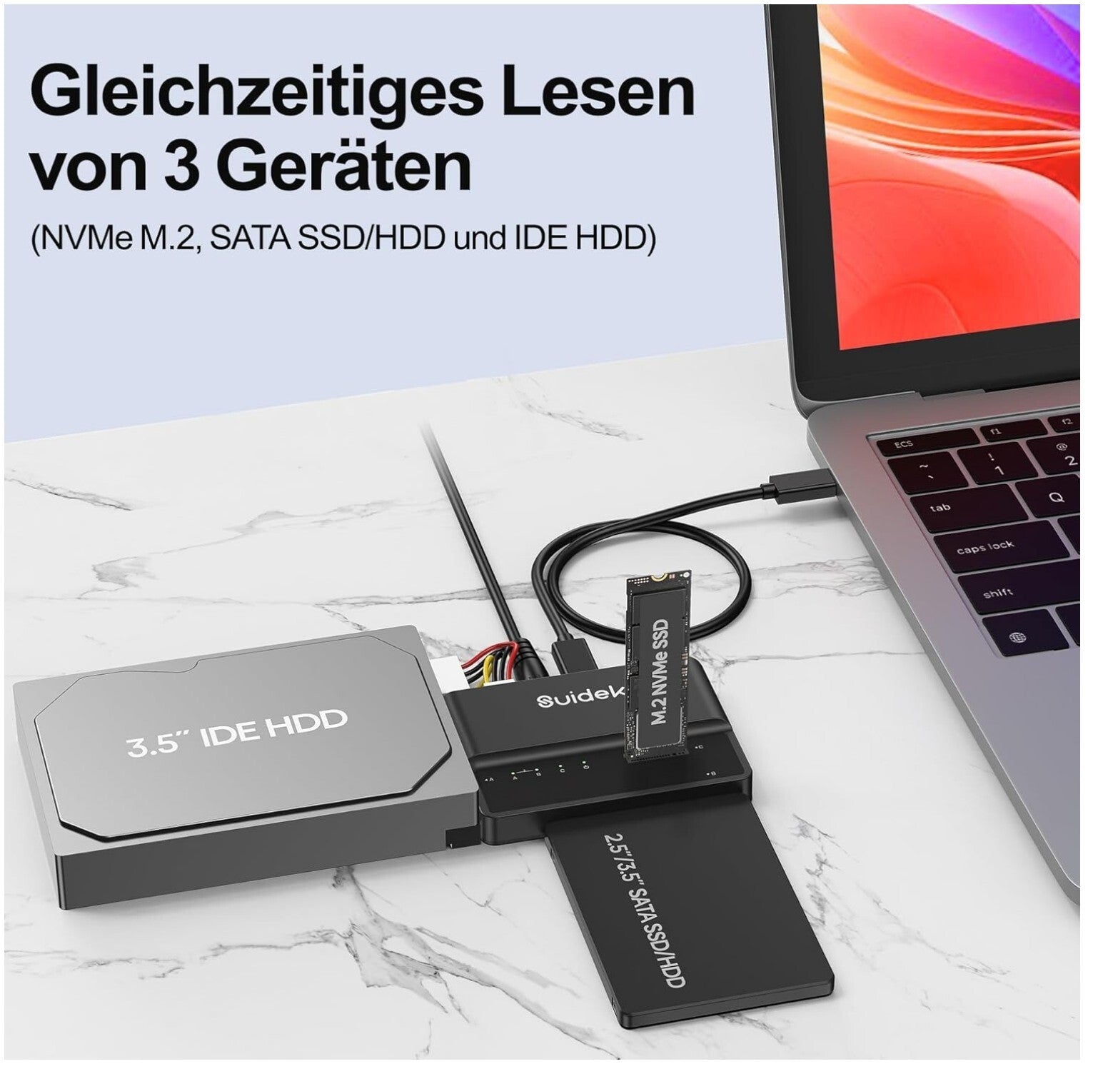 NVMe M.2 zu SATA/IDE Adapter USB 10Gbps SSD Gehäuse