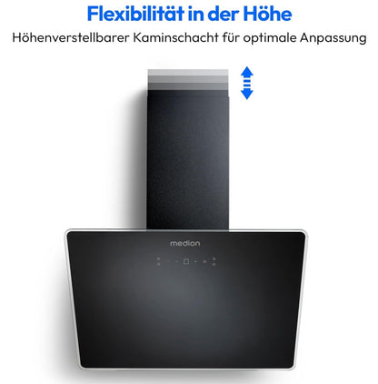 MEDION Kopffreie Dunstabzugshaube 60cm Glas 320m³/h Touch LED Schwarz