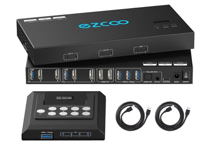4K@60HZ 1920x1080@144HZ 2560x1440@144HZ HDMI KVM USB 3.0 2 Monitor 2 PC EDID