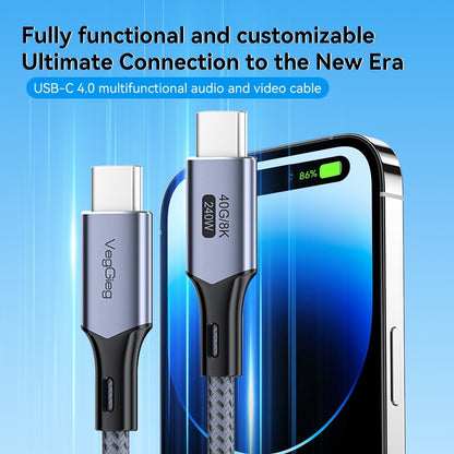 USB4 USB-C 4.0 Kabel 240W 8K/60Hz 40Gbps für iPhone 15/16 MacBook Samsung