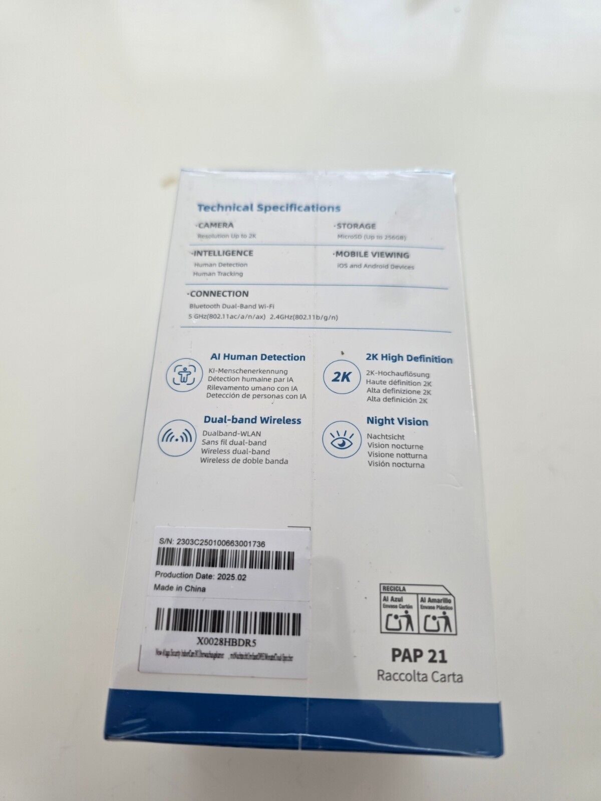 Security Indoor Cam 2K WLAN Schwenkbar Nachtsicht