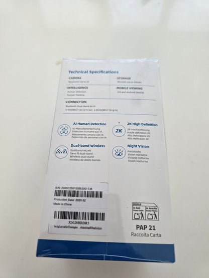 Security Indoor Cam 2K WLAN Schwenkbar Nachtsicht