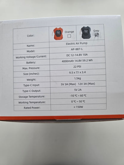 Elektrische SUP Pumpe 22PSI Akku 12V Auto-Off für Paddleboard Kajak