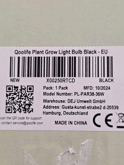 36W LED Pflanzenlampe - Vollspektrum, 6000K, Schwarz