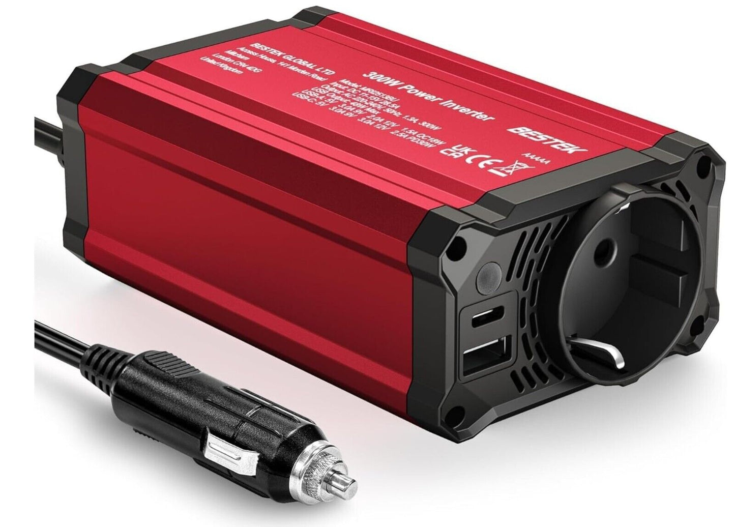 300W Auto Wechselrichter, DC 12 V auf 110 V Auto-Wechselrichter mit 2 AC Steckdo