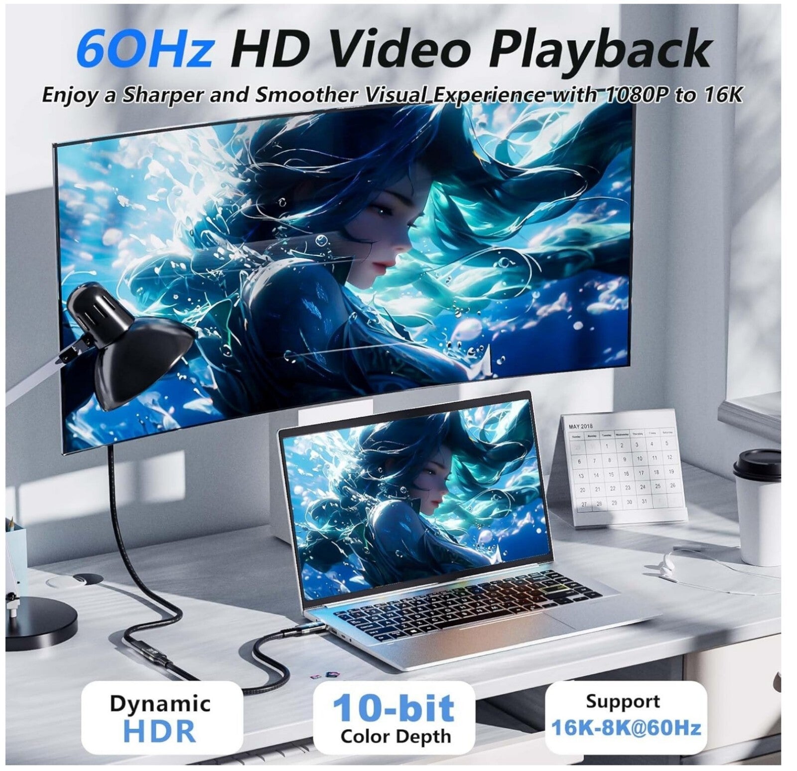 USB-C Verlängerungskabel 2M Thunderbolt 4 8K@60Hz 40Gbps 240W