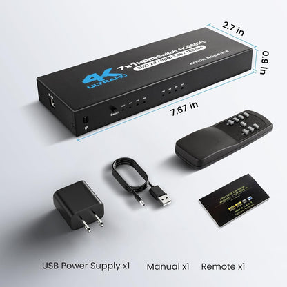 HDMI 2.0 Switch 7x1 4K@60Hz Dolby DTS HDR Fernbedienung  schwarz