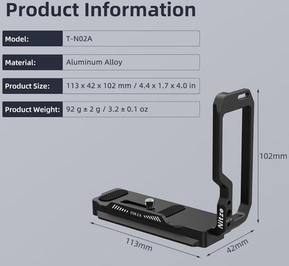 Z8 L Halterung Nikon Z 8 Kamera Arca Swiss QR DJI RS 2-4 Pro T-N02A