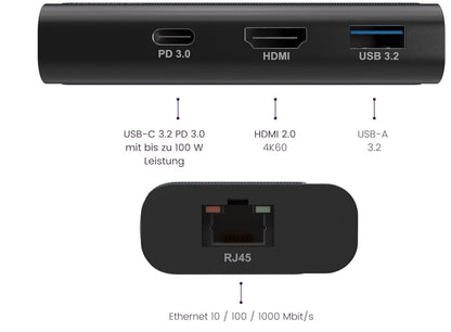 USB C Hub 4 in 1 - USB-C Hub 4 - USB C Adapter HDMI 2.0 - USBC Docking Station
