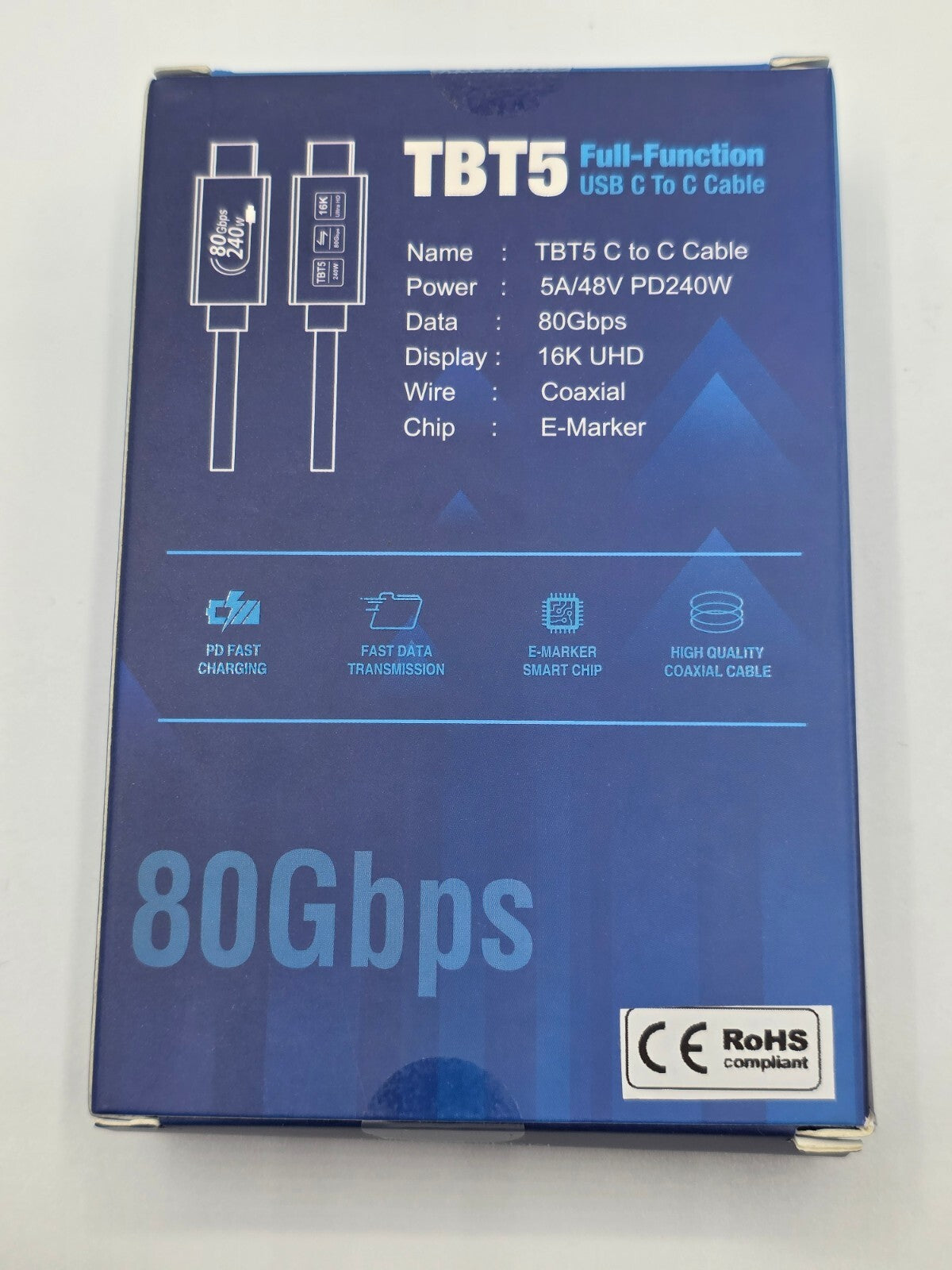 USB4 TBT5 Kabel 80Gbps 16K@60Hz 240W PD 1,5m Schwarz