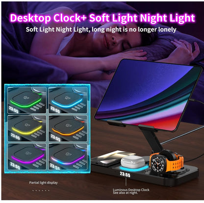 6-in-1 Wireless Ladestation für Galaxy S25/S24/Watch Ultra/7/6/Buds 2 Pro, Faltb