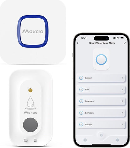 Wassermelder WLAN Bausatz, intelligenter Wassersensor für Keller, Badezimmer und