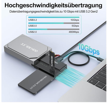 NVMe M.2 zu SATA/IDE Adapter USB 10Gbps SSD Gehäuse