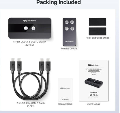 10Gbps 4-Port USB/USB-C Switch mit Fernbedienung