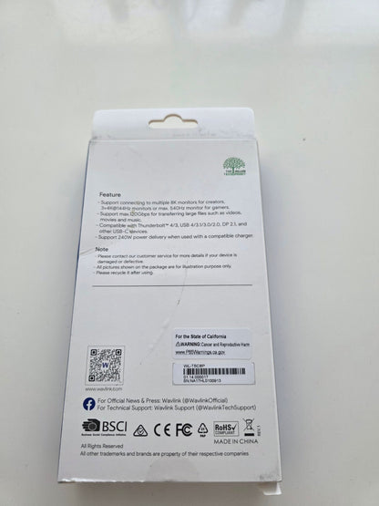 WAVLINK Thunderbolt 5 Kabel 120Gbps 240W USB-C 8K/16K 0,8m