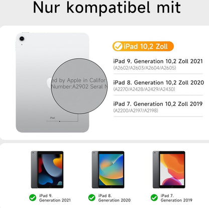 iPad 9/8/7 Gen Hülle mit Tastatur Trackpad 360° Schwarz