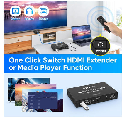 1080P HDMI KVM Extender über Cat 6/7/8 bis 150m, USB, IR, Audio, Loop-Out