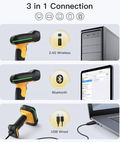 Industrieller Barcode Scanner Bluetooth, 1D Scanner Kabellos mit IP67 Wasser- un