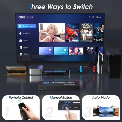 HDMI 2.0 Switch 7x1 4K@60Hz Dolby DTS HDR Fernbedienung  schwarz