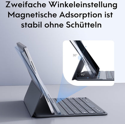 iPad 10/11 Gen 2025 Tastaturhülle QWERTZ Magnetisch Grau