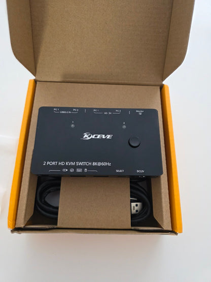 KVM Switch 2 PC 1 Monitor 8K@60Hz HDMI 2.1 USB 3.0
