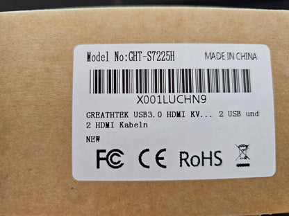 USB3.0 KVM Switch HDMI 2 Port 4K@60Hz, USB3.0, KVM Switch 2 PC 1 Monitor, GREATH