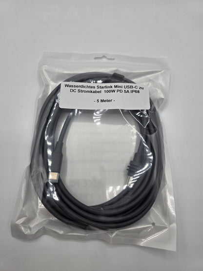 Wasserdichtes Starlink Mini USB-C zu DC Stromkabel 5m 100W PD 5A IP68