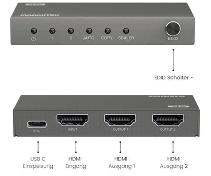 HDMI Splitter 4K120 Gaming - 1 Eingang / 2 Ausgänge 8K60 - HDMI Verteiler - 48Gb