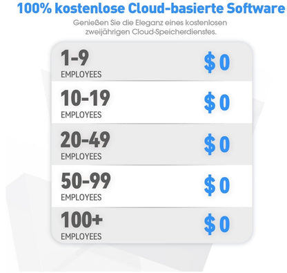 TC1 Cloud Stempeluhr WiFi Zeiterfassung + App, 5 RFID Karten
