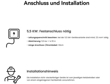 Elektrischer Durchlauferhitzer 5,5 KW 230V, Ohne Stecker, Kleiner Küchen-Durchla