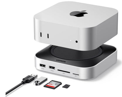 Mac Mini M4 Dock USB C Hub mit M.2 NVMe SSD 7 Ports Grau