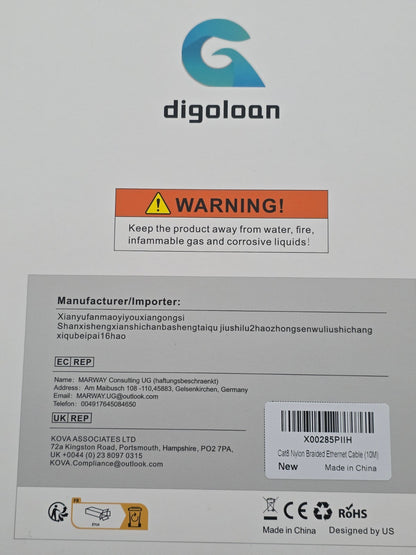 Cat8 LAN Kabel 10m, 40Gbps 2000MHz, RJ45, Nylon