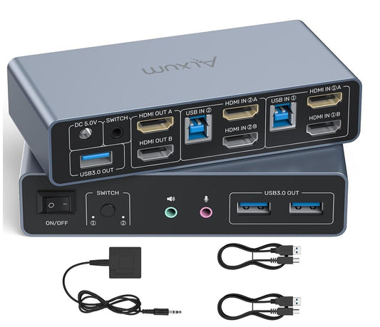 HDMI KVM-Switch 4K@60Hz 2 PCs 2 Monitore USB 3.0