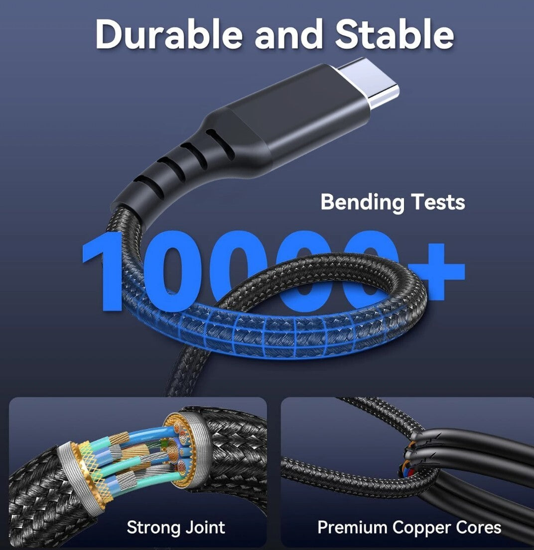 USB-C 2-in-1 Kabel 100W PD 480Mbps Nylon 1m Schwarz