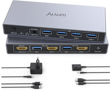 KVM Switch 2 PC 1 Monitor 4K@60Hz USB 3.0