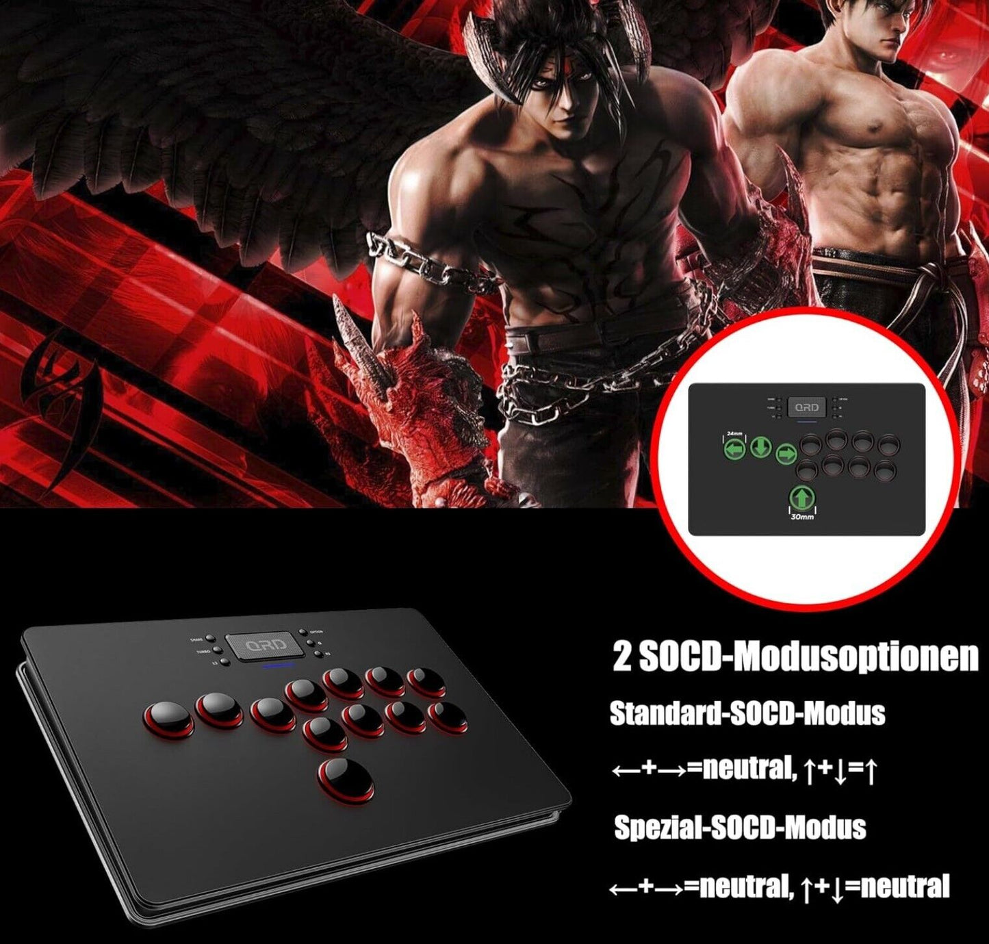 QRD S3 Kabellos Arcade Stick für Nintendo Switch PS4 PS3 Xbox 360 PC Mac Android